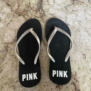PINK silver  flip flops